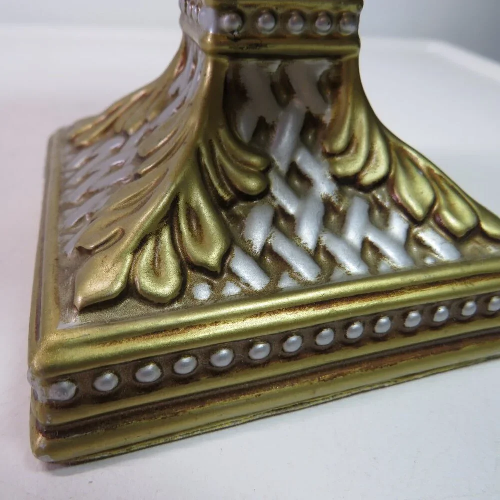 Candle Pedestal w multi- dimensional textures, Two Tone Metal colors 5